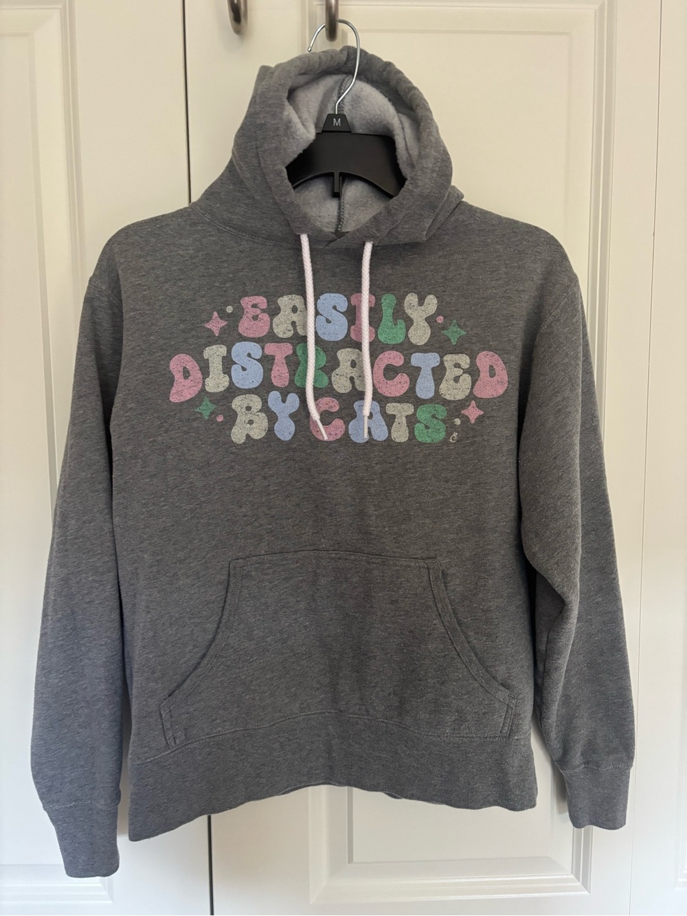 Women’s independent trading company gray hooded cat lovers sweatshirt small